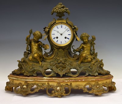 Lot 380 - Large mid 19th century French cast bronze mantel clock