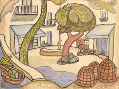 Lot 309 - Doris Brabham Hatt, ARWA (British, 1890-1969) -Tree in square