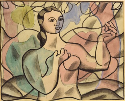 Lot 316 - Doris Brabham Hatt (British, 1890-1969) - Female figure before a tree