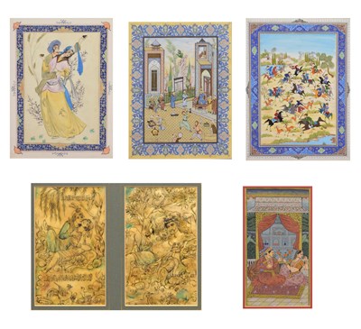 Lot 244 - Group of Middle Eastern illuminated manuscript pages