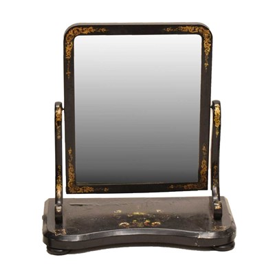 Lot 807 - Victorian black lacquered swing dressing mirror