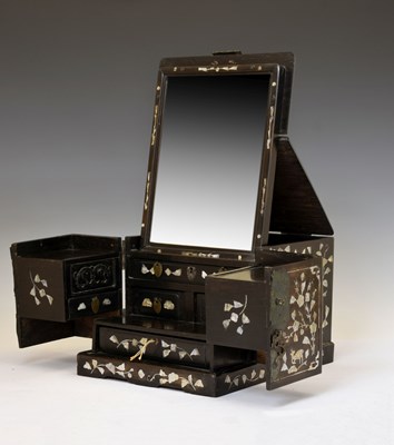 Lot 241 - 19th century Chinese inlaid hardwood vanity box