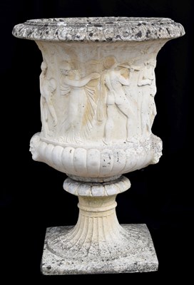 Lot 212 - Large reconstituted stone pedestal garden urn
