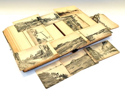 Lot 238 - Leather bound postcard album, together with a quantity of loose French postcards