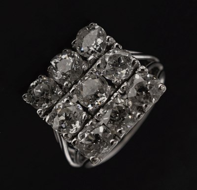 Lot 13 - Circa 1920 diamond 18ct white gold square cluster ring