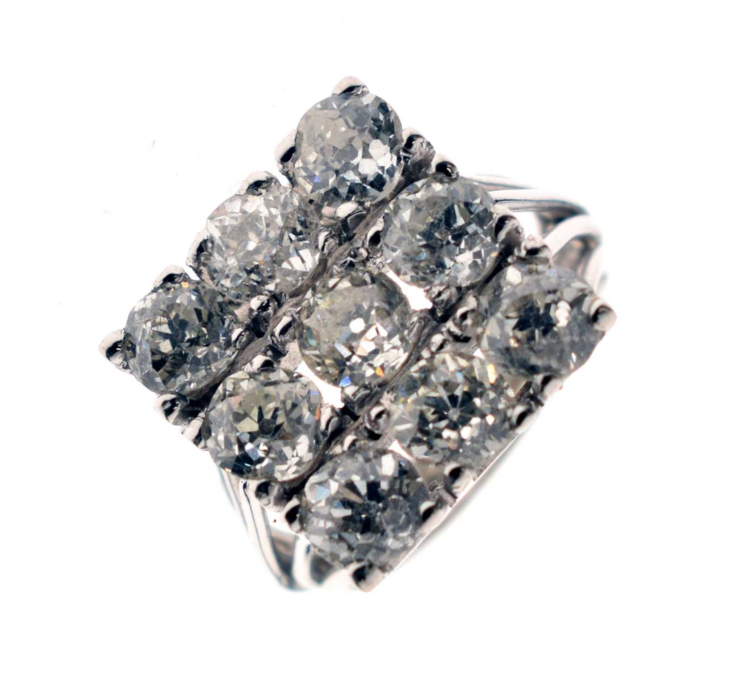 Lot 13 - Circa 1920 diamond 18ct white gold square cluster ring
