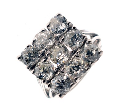 Lot 13 - Circa 1920 diamond 18ct white gold square cluster ring