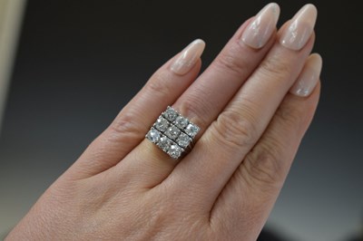 Lot 13 - Circa 1920 diamond 18ct white gold square cluster ring
