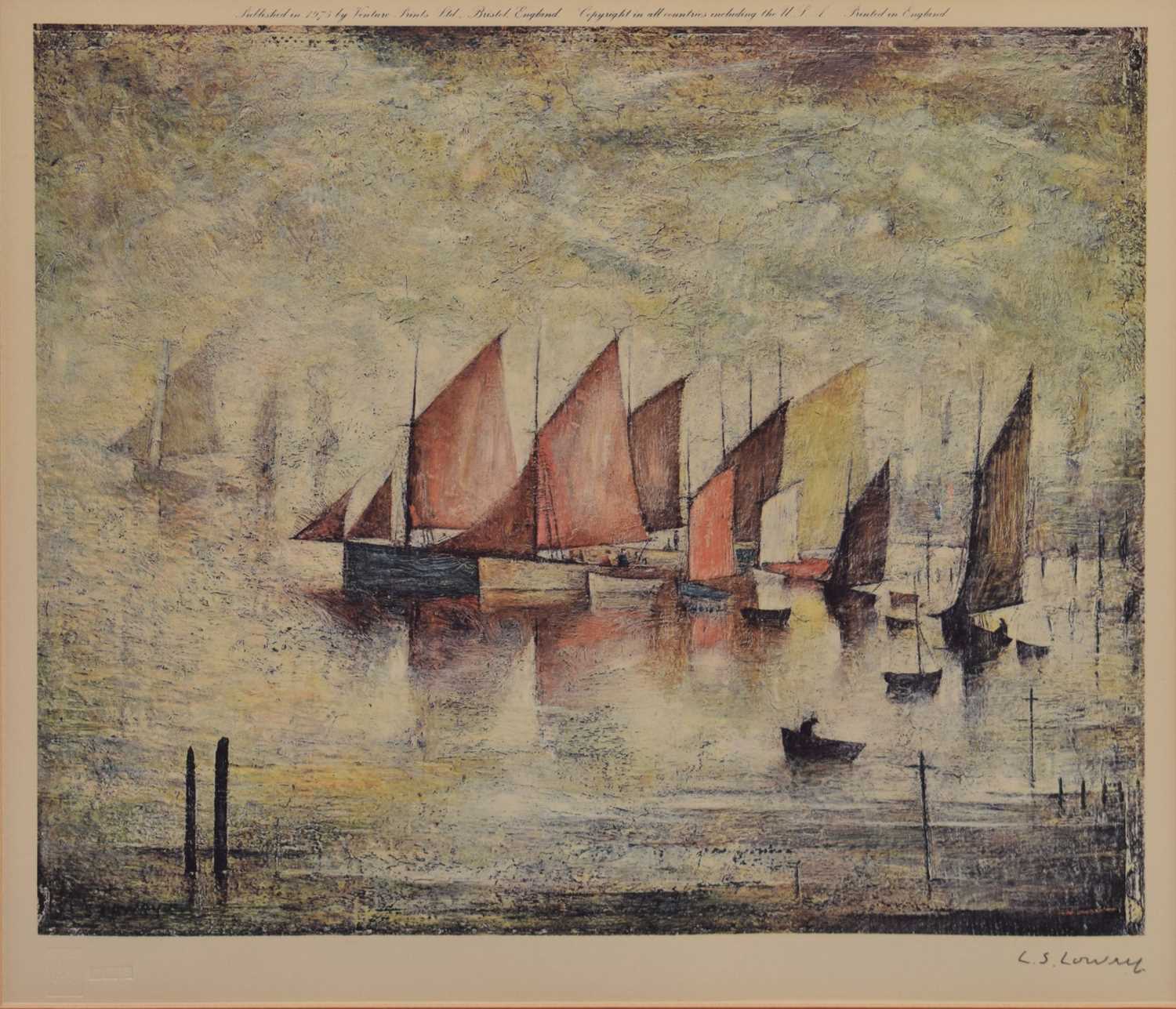 Lot 258 - Laurence Stephen Lowry R.A. (British, 1887-1976) - Signed print - 'Sailing Boats'
