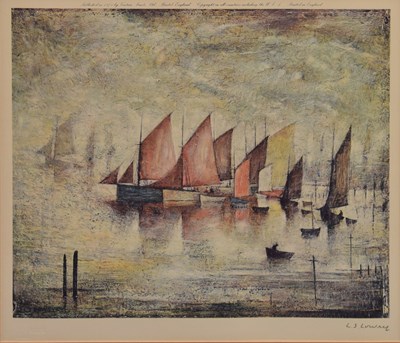 Lot 258 - Laurence Stephen Lowry R.A. (British, 1887-1976) - Signed print - 'Sailing Boats'