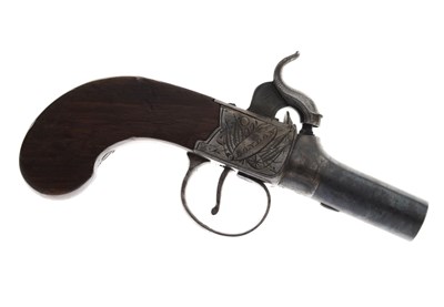 Lot 142 - 54 bore English boxlock percussion pocket pistol