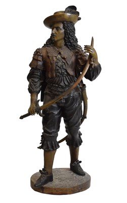 Lot 525 - Large cast brass figure of a 16th or 17th Century gentleman