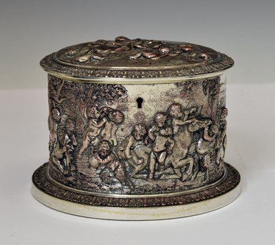 Lot 195 - Victorian silver plated on copper tea caddy or cannister in the manner of Elkington & Co
