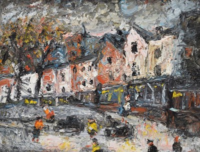 Lot 324 - Barrington Tabb (British, 1934-2022) - Oil on board, 'Winter, Upper Maudlin Street, Bristol'