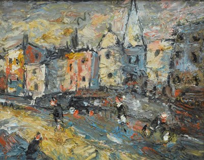 Lot 332 - Barrington Tabb (British, 1934-2022) - Oil on board - 'Street scene, Perry Rd, Bristol'