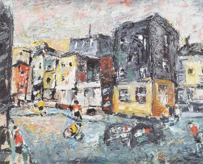 Lot 444 - Barrington Tabb (British, 1934-2022) - Oil on board and felt tip pen - 'Park Roe, Bristol'