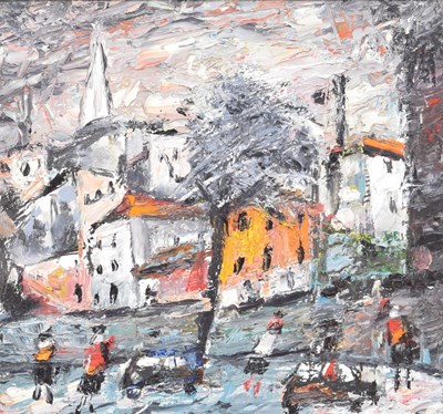 Lot 328 - Barrington Tabb (British, 1934-2022) - Oil on board - 'Perry Road opposite Cube Gallery'