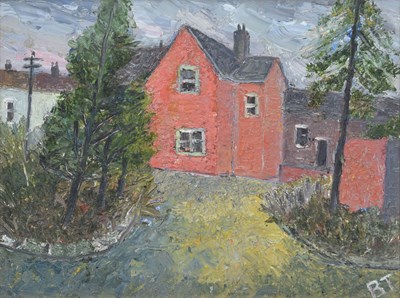 Lot 446 - Barrington Tabb (British, 1934-2022) - Oil on board - 'Red House'