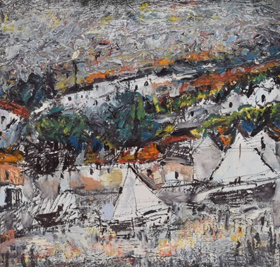 Lot 339 - Barrington Tabb (British, 1934-2022) - Mixed media - 'Baltic Wharf Sailing Boats, Bristol'