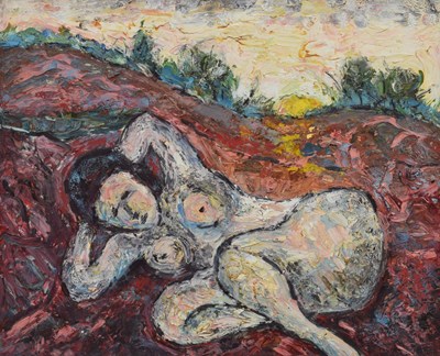 Lot 340 - Barrington Tabb (British, 1934-2022) - Oil on board - Female nude