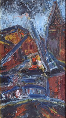 Lot 378 - Barrington Tabb (British, 1934-2022) - Oil on board - Dock Scene