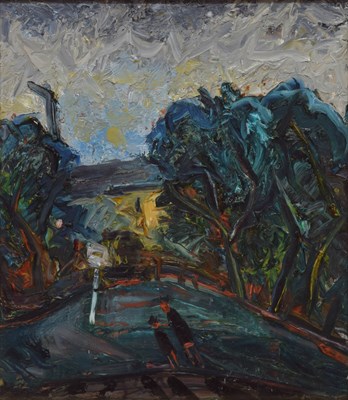 Lot 336 - Barrington Tabb (British, 1934-2022) - Oil on board - 'To the Park Gates, 1997'