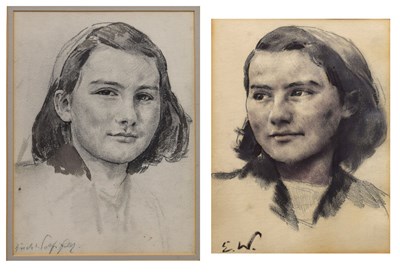 Lot 322 - Erich Wolfsfeld, ARE, (German, 1885-1956) - Charcoal and bodycolour - Two studies of Jill