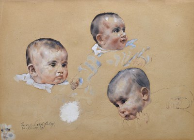 Lot 321 - Erich Wolfsfeld, ARE (German, 1885-1956) - Watercolour - Studies of Jill as a baby