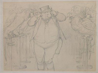 Lot 297 - Sir John Tenniel (1820-1914) - Pencil - John Bull in the Parrot House