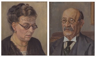 Lot 330 - Arnold Auerbach (British, 1898-1978) - Pair of oils on canvas - Portraits