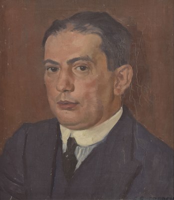 Lot 491 - Arnold Auerbach (British, 1898-1978) - Oil on canvas - Portrait of a gentleman