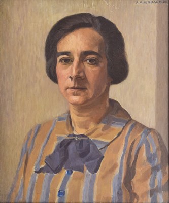 Lot 332 - Arnold Auerbach (British, 1898-1978) - Oil on canvas - Portrait of a lady