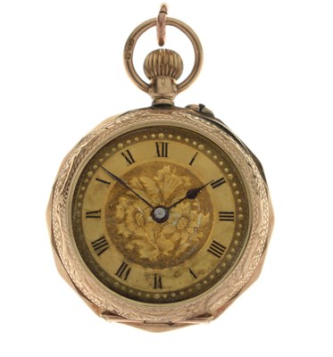 Lot 155 - Early 20th century lady's 12ct gold fob watch