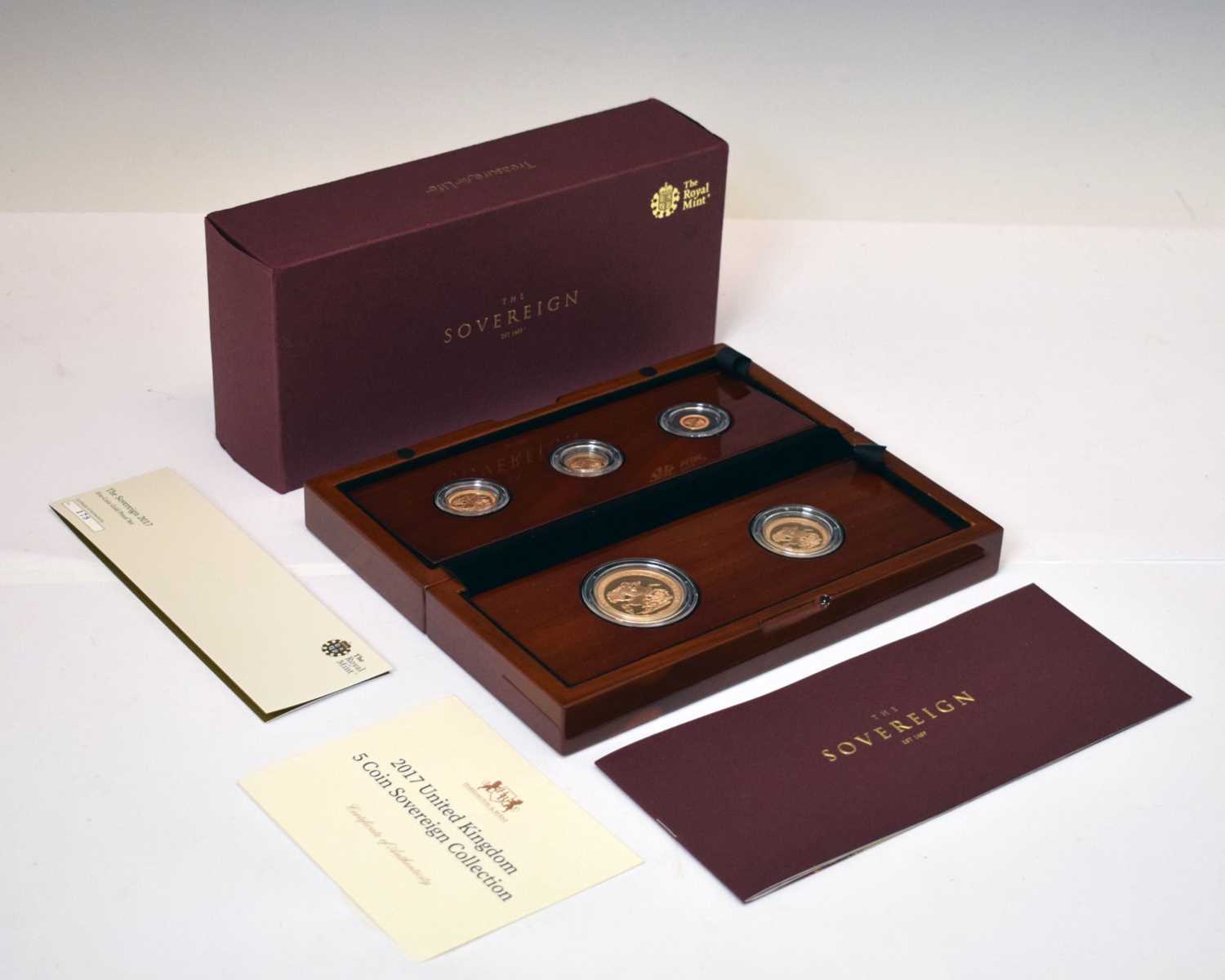 Lot 118 - Elizabeth II Royal Mint 'Sovereign Collection' five coin gold proof set, 2017