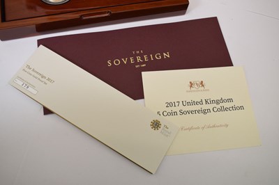 Lot 118 - Elizabeth II Royal Mint 'Sovereign Collection' five coin gold proof set, 2017