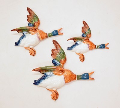 Lot 391 - Set of three Beswick pottery flying Mallard ducks