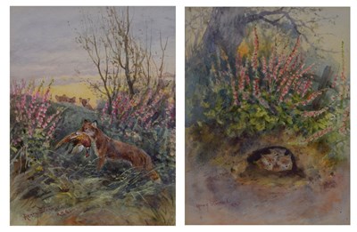 Lot 288 - Henry John Sylvester Stannard RBA (British,1870-1951) - Pair of watercolours - Foxes