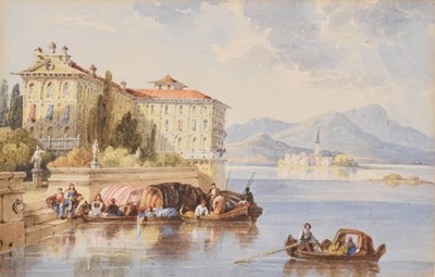 Lot 267 - Attributed to Caroline Lucy Scott, Lady Scott (1784-1857) - Watercolour - Italian lake scene