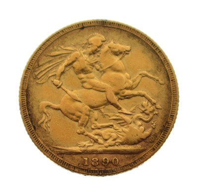 Lot 110 - Queen Victoria Melbourne Mint gold sovereign, 1890
