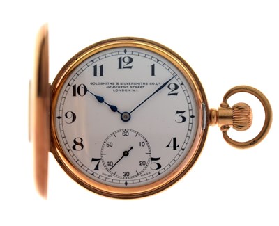 Lot 79 - George VI 9ct gold half hunter pocket watch, Goldsmith and Silversmiths Co Ltd