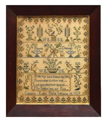 Lot 186 - Early 19th century Welsh needlework sampler