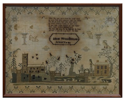 Lot 185 - George III needlework sampler by Alice Woodhouse