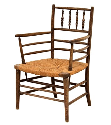 Lot 399 - Attributed to Philip Webb for Morris & Co. - Rush seated ash 'Sussex' chair