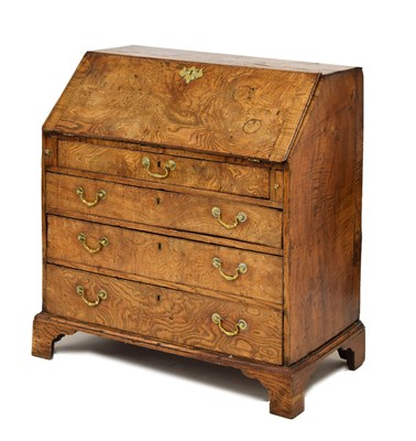 Lot 402 - Mid 18th century figured elm bureau