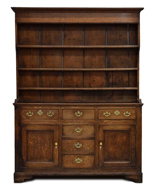 Lot 401 - 19th century oak high dresser, North Wales