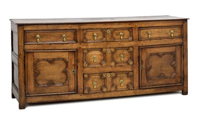 Lot 400 - Oak geometric dresser base, circa 1700