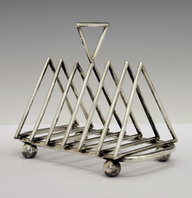 Lot 183 - Early 20th century silver plated six division toast rack in the manner of Dr. Christopher Dresser