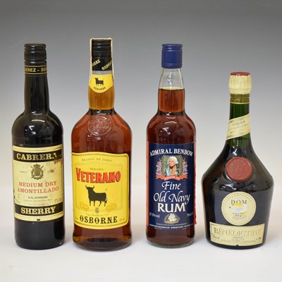 Lot 470 - Admiral Benbow Rum, Benedictine, Veterano - Brandy de Jerez, etc