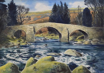 Lot 348 - Stuart Maxwell Armfield (British, 1916-2000) - Watercolour - Stone bridge scene Hexworthy