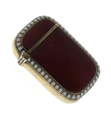 Lot 207 - Early 20th century Swedish silver gilt and guilloche enamel vesta case